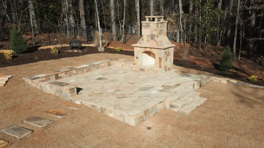 Flagstone Patio with Fireplace - Marietta, GA